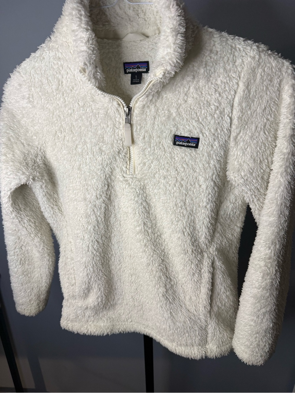 Patagonia Cream Sherpa Half-Zip Pullover girls size L 12